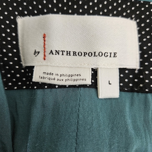 Anthropologie Wide Leg Pants Romper Green Sleeveless VNeck Halter Jumpsuit Large - Picture 8 of 10